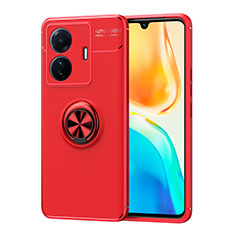 Funda Silicona Carcasa Ultrafina Goma con Magnetico Anillo de dedo Soporte SD2 para Vivo iQOO Z6 Pro 5G Rojo