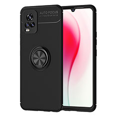 Funda Silicona Carcasa Ultrafina Goma con Magnetico Anillo de dedo Soporte SD2 para Vivo V20 (2021) Negro