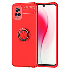 Funda Silicona Carcasa Ultrafina Goma con Magnetico Anillo de dedo Soporte SD2 para Vivo V20 (2021) Rojo