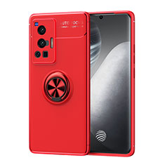 Funda Silicona Carcasa Ultrafina Goma con Magnetico Anillo de dedo Soporte SD2 para Vivo X70 Pro 5G Rojo