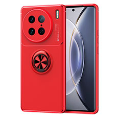 Funda Silicona Carcasa Ultrafina Goma con Magnetico Anillo de dedo Soporte SD2 para Vivo X90 Pro 5G Rojo