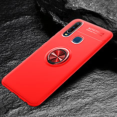 Funda Silicona Carcasa Ultrafina Goma con Magnetico Anillo de dedo Soporte SD2 para Vivo Y12 Rojo