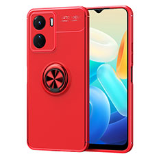 Funda Silicona Carcasa Ultrafina Goma con Magnetico Anillo de dedo Soporte SD2 para Vivo Y16 Rojo