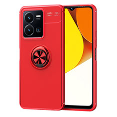 Funda Silicona Carcasa Ultrafina Goma con Magnetico Anillo de dedo Soporte SD2 para Vivo Y35 4G Rojo