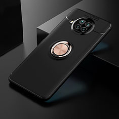 Funda Silicona Carcasa Ultrafina Goma con Magnetico Anillo de dedo Soporte SD2 para Xiaomi Mi 10i 5G Oro y Negro