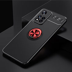 Funda Silicona Carcasa Ultrafina Goma con Magnetico Anillo de dedo Soporte SD2 para Xiaomi Mi 11i 5G (2022) Rojo y Negro