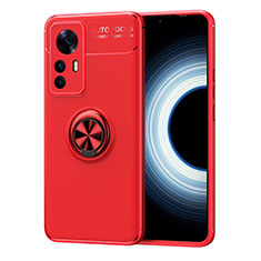 Funda Silicona Carcasa Ultrafina Goma con Magnetico Anillo de dedo Soporte SD2 para Xiaomi Mi 12T 5G Rojo