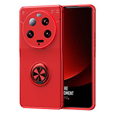 Funda Silicona Carcasa Ultrafina Goma con Magnetico Anillo de dedo Soporte SD2 para Xiaomi Mi 13 Ultra 5G Rojo