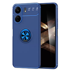 Funda Silicona Carcasa Ultrafina Goma con Magnetico Anillo de dedo Soporte SD2 para Xiaomi Poco C65 Azul