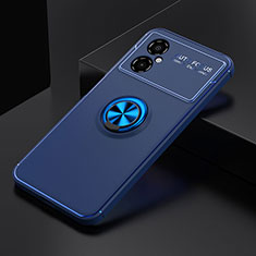 Funda Silicona Carcasa Ultrafina Goma con Magnetico Anillo de dedo Soporte SD2 para Xiaomi Poco M4 5G Azul