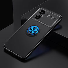 Funda Silicona Carcasa Ultrafina Goma con Magnetico Anillo de dedo Soporte SD2 para Xiaomi Poco M4 5G Azul y Negro