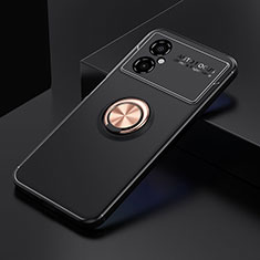 Funda Silicona Carcasa Ultrafina Goma con Magnetico Anillo de dedo Soporte SD2 para Xiaomi Poco M4 5G Oro y Negro