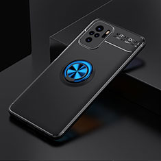 Funda Silicona Carcasa Ultrafina Goma con Magnetico Anillo de dedo Soporte SD2 para Xiaomi Poco M5S Azul y Negro
