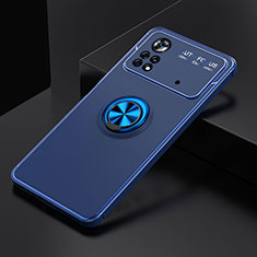 Funda Silicona Carcasa Ultrafina Goma con Magnetico Anillo de dedo Soporte SD2 para Xiaomi Poco X4 Pro 5G Azul