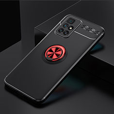 Funda Silicona Carcasa Ultrafina Goma con Magnetico Anillo de dedo Soporte SD2 para Xiaomi Redmi 10 4G Rojo y Negro
