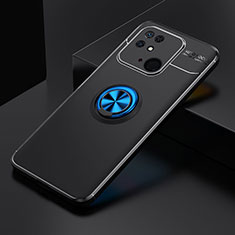 Funda Silicona Carcasa Ultrafina Goma con Magnetico Anillo de dedo Soporte SD2 para Xiaomi Redmi 10 India Azul y Negro