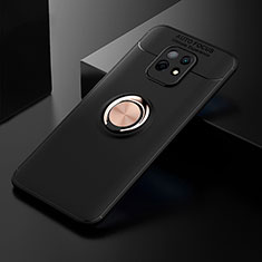 Funda Silicona Carcasa Ultrafina Goma con Magnetico Anillo de dedo Soporte SD2 para Xiaomi Redmi 10X Pro 5G Oro y Negro