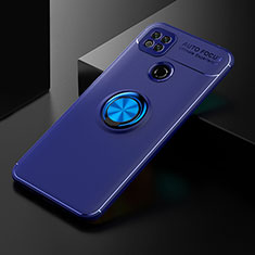 Funda Silicona Carcasa Ultrafina Goma con Magnetico Anillo de dedo Soporte SD2 para Xiaomi Redmi 9 India Azul