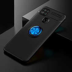 Funda Silicona Carcasa Ultrafina Goma con Magnetico Anillo de dedo Soporte SD2 para Xiaomi Redmi 9 India Azul y Negro