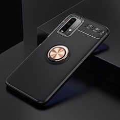 Funda Silicona Carcasa Ultrafina Goma con Magnetico Anillo de dedo Soporte SD2 para Xiaomi Redmi 9 Power Oro y Negro