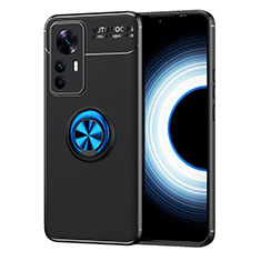 Funda Silicona Carcasa Ultrafina Goma con Magnetico Anillo de dedo Soporte SD2 para Xiaomi Redmi K50 Ultra 5G Azul y Negro