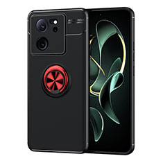 Funda Silicona Carcasa Ultrafina Goma con Magnetico Anillo de dedo Soporte SD2 para Xiaomi Redmi K60 Ultra 5G Rojo y Negro