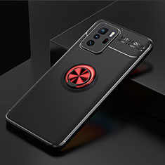 Funda Silicona Carcasa Ultrafina Goma con Magnetico Anillo de dedo Soporte SD2 para Xiaomi Redmi Note 10 Pro 5G Rojo y Negro