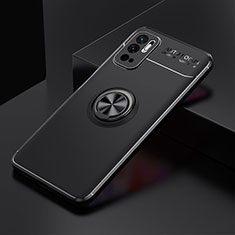 Funda Silicona Carcasa Ultrafina Goma con Magnetico Anillo de dedo Soporte SD2 para Xiaomi Redmi Note 10T 5G Negro