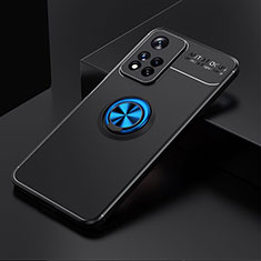 Funda Silicona Carcasa Ultrafina Goma con Magnetico Anillo de dedo Soporte SD2 para Xiaomi Redmi Note 11 Pro+ Plus 5G Azul y Negro
