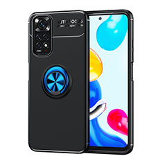 Funda Silicona Carcasa Ultrafina Goma con Magnetico Anillo de dedo Soporte SD2 para Xiaomi Redmi Note 11S 4G Azul y Negro