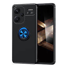 Funda Silicona Carcasa Ultrafina Goma con Magnetico Anillo de dedo Soporte SD2 para Xiaomi Redmi Note 13 Pro+ Plus 5G Azul y Negro