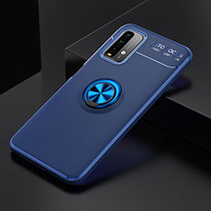 Funda Silicona Carcasa Ultrafina Goma con Magnetico Anillo de dedo Soporte SD2 para Xiaomi Redmi Note 9 4G Azul