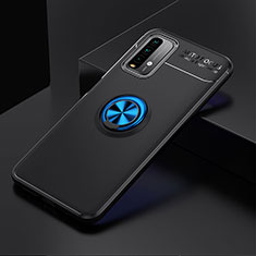 Funda Silicona Carcasa Ultrafina Goma con Magnetico Anillo de dedo Soporte SD2 para Xiaomi Redmi Note 9 4G Azul y Negro