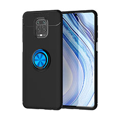 Funda Silicona Carcasa Ultrafina Goma con Magnetico Anillo de dedo Soporte SD2 para Xiaomi Redmi Note 9 Pro Azul y Negro