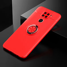 Funda Silicona Carcasa Ultrafina Goma con Magnetico Anillo de dedo Soporte SD2 para Xiaomi Redmi Note 9 Rojo