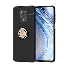 Funda Silicona Carcasa Ultrafina Goma con Magnetico Anillo de dedo Soporte SD2 para Xiaomi Redmi Note 9S Oro y Negro