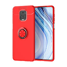 Funda Silicona Carcasa Ultrafina Goma con Magnetico Anillo de dedo Soporte SD2 para Xiaomi Redmi Note 9S Rojo