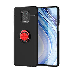 Funda Silicona Carcasa Ultrafina Goma con Magnetico Anillo de dedo Soporte SD2 para Xiaomi Redmi Note 9S Rojo y Negro