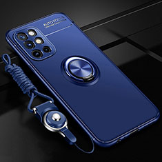 Funda Silicona Carcasa Ultrafina Goma con Magnetico Anillo de dedo Soporte SD3 para OnePlus 9R 5G Azul