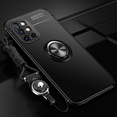 Funda Silicona Carcasa Ultrafina Goma con Magnetico Anillo de dedo Soporte SD3 para OnePlus 9R 5G Negro