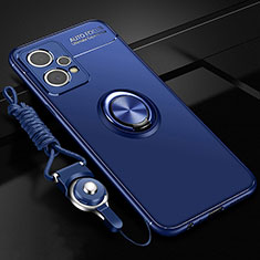Funda Silicona Carcasa Ultrafina Goma con Magnetico Anillo de dedo Soporte SD3 para Realme 9 Pro+ Plus 5G Azul