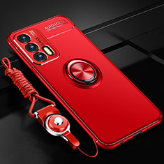 Funda Silicona Carcasa Ultrafina Goma con Magnetico Anillo de dedo Soporte SD3 para Realme GT 5G Rojo