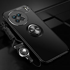 Funda Silicona Carcasa Ultrafina Goma con Magnetico Anillo de dedo Soporte SD3 para Vivo X90 Pro 5G Negro