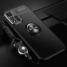 Funda Silicona Carcasa Ultrafina Goma con Magnetico Anillo de dedo Soporte SD3 para Xiaomi Mi 11i 5G (2022) Negro