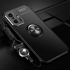 Funda Silicona Carcasa Ultrafina Goma con Magnetico Anillo de dedo Soporte SD3 para Xiaomi Mi 11T 5G Negro