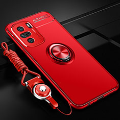 Funda Silicona Carcasa Ultrafina Goma con Magnetico Anillo de dedo Soporte SD3 para Xiaomi Mi 11X 5G Rojo