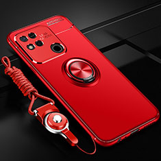Funda Silicona Carcasa Ultrafina Goma con Magnetico Anillo de dedo Soporte SD3 para Xiaomi POCO C3 Rojo