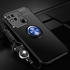 Funda Silicona Carcasa Ultrafina Goma con Magnetico Anillo de dedo Soporte SD3 para Xiaomi POCO C31 Azul y Negro