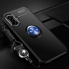 Funda Silicona Carcasa Ultrafina Goma con Magnetico Anillo de dedo Soporte SD3 para Xiaomi Poco F3 GT 5G Azul y Negro