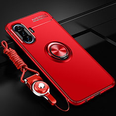 Funda Silicona Carcasa Ultrafina Goma con Magnetico Anillo de dedo Soporte SD3 para Xiaomi Poco F3 GT 5G Rojo